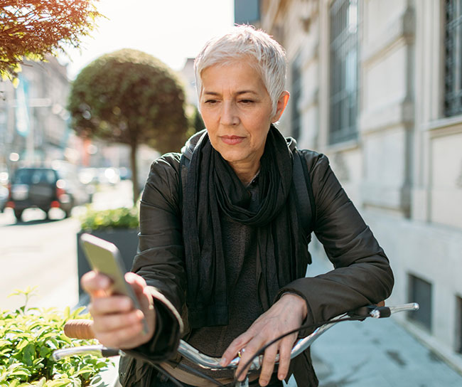 woman sitting on a bike